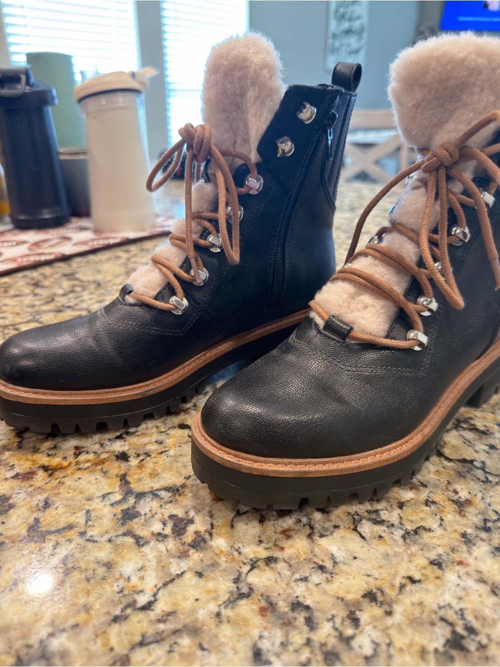 Nine West black combat boot